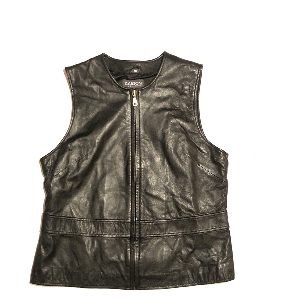 Black Leather Vest By Rem Garson Size PM Women’s